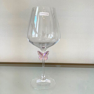 NEW Godinger Pink Butterfly Wine Glass Chic Barware